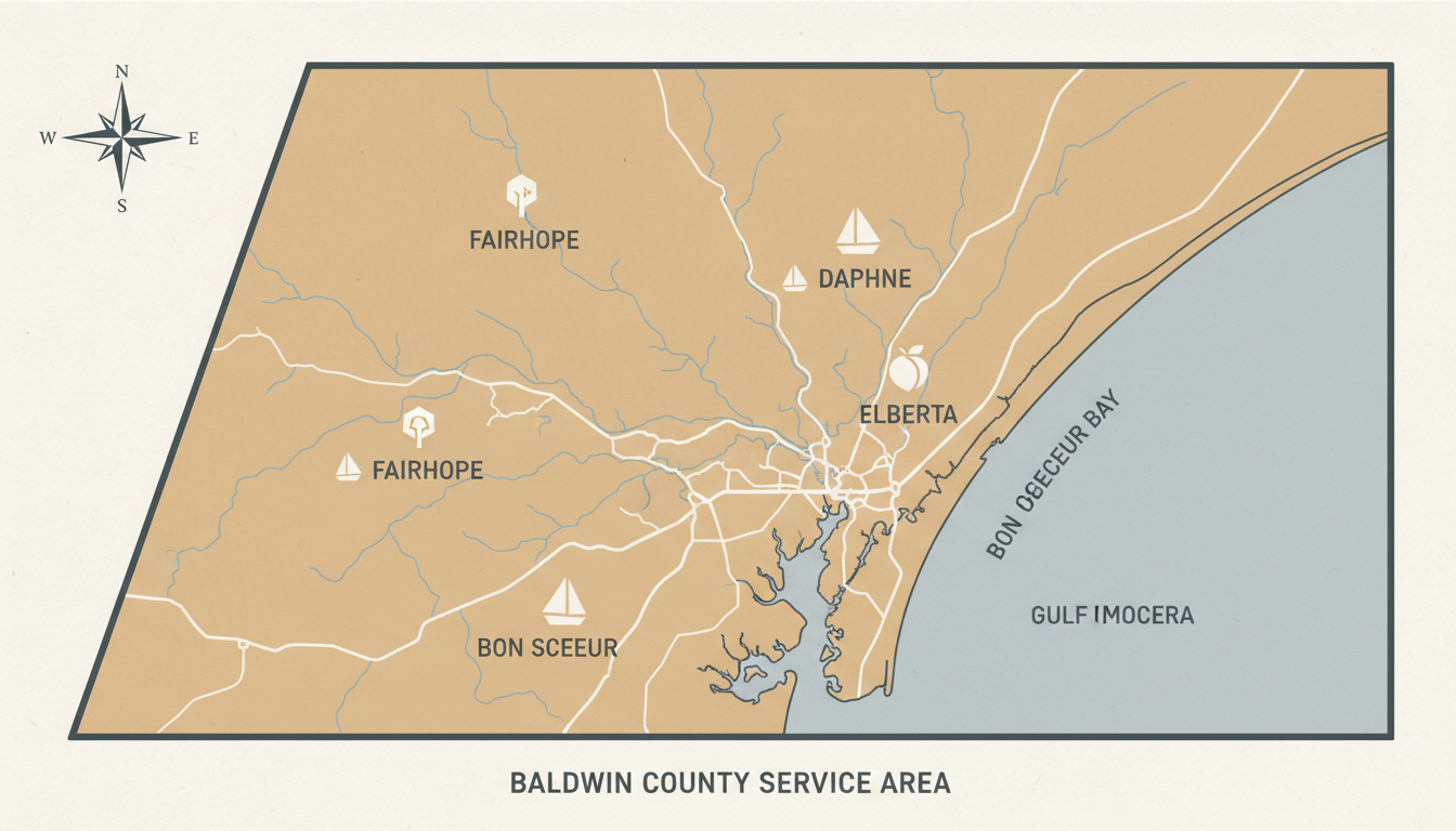 Map of Baldwin County, Alabama